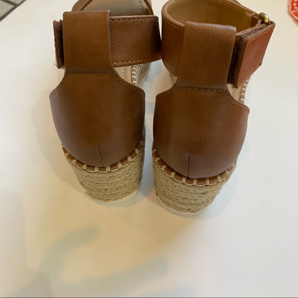 Tuckin soda tan wedge espadrilles platform sandals new in box faux leather shoes - Picture 6 of 6
